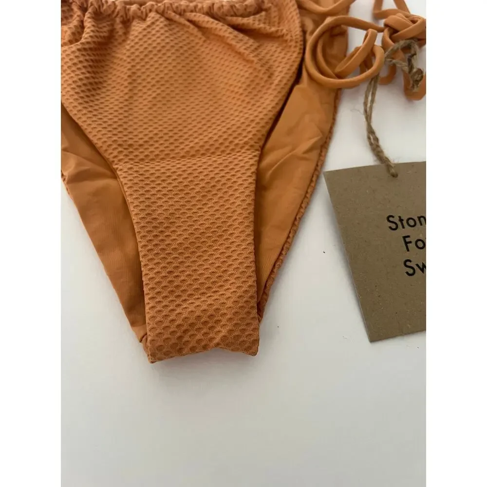 NWT Revolve x Stone Fox Swim Women's River Bikini Bottom Sandstone Pique Size XL